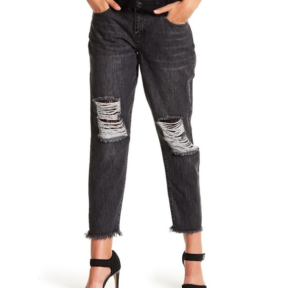 Black Ashley Mason Lace Knee Distress Kendal Jeans - Picture 2 of 13